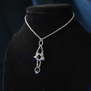 Fairy blue crystal medieval chainmaille necklace ✦ Whimsical elf style ✦